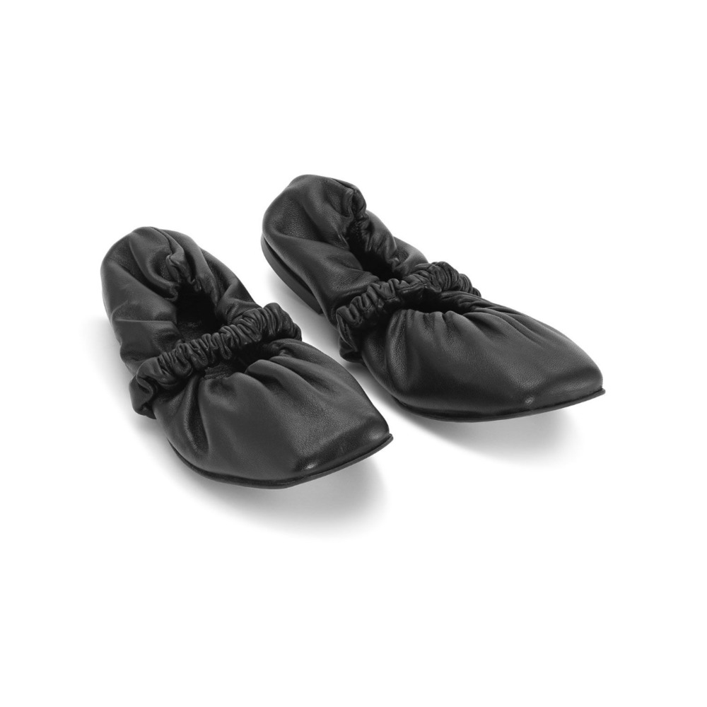 GANNI Black Scrunchi Ballerina Flats